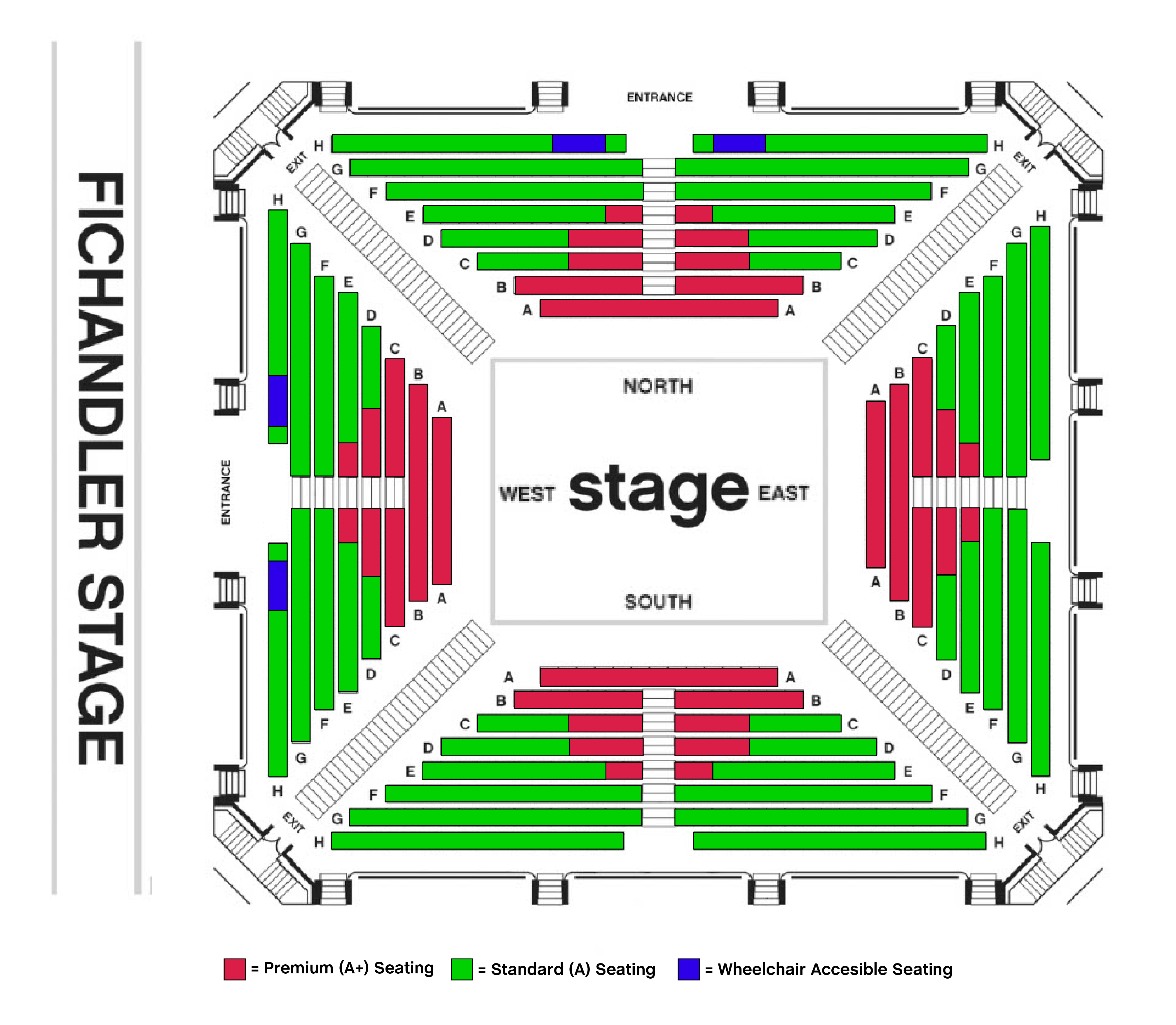 Arena Stage's Fichandler Stage seating chart